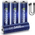 Deleepow 3400mWh Rechargeable AA Lithium Batteries 1500 Cycle with USB C Cable, 4-Pack