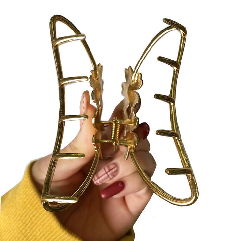 TANG SONG 4PCS Double Flower Shaped Metal Hair Claw Clips - Hair Catch Barrette Jaw Clamp for Women