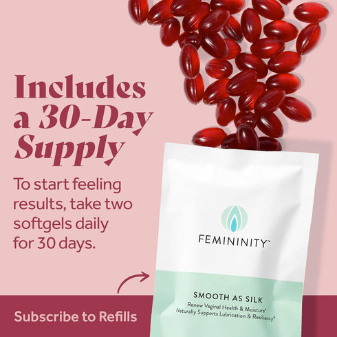 Femininity Smooth as Silk 30-Day Refill for Vaginal Dryness, Sea Buckthorn Oil with Omega 7, 60 Softgels