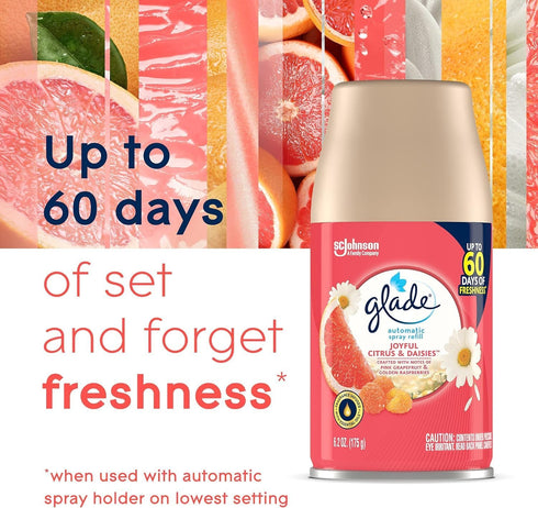Glade Automatic Spray Refill, 6.2 Oz, Air Freshener for Home and Bathroom, Joyful Citrus & Daisies