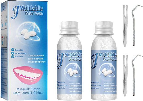Tooth Repair Kits, 2Pcs 30ml Dental Repair Beads, 4Pcs Tools for Filling Missing Broken Tooth (2+4Pack)