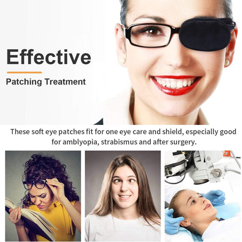 eZAKKA Eye Patches for Adults and Kids, Medical Soft Eye Patch for Lazy Eye Amblyopia Strabismus (Black+Black)