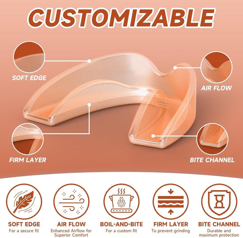4 Pack Orange Kids Mouth Guard for Teeth Grinding, Comfortable Night Guard, Moldable Child Bite Guard for Clenching