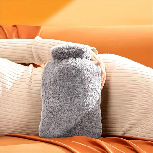 GUOSPIUS 2PCS Bag(2pcs 2000ml) Hot BottleHot Water Bottle with Cover Winter Plush Hot Water Bag PVC Hand Warm Waist Bag