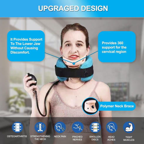 M PAIN MANAGEMENT TECHNOLOGIES Premium Pneumatic Cervical Traction Collar Inflatable Neck Traction Device for Pain