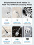 Electric Spin Scrubber, Cordless Cleaning Brush with Power Display, IP68 Waterproof, 8 Replaceable Brush Heads
