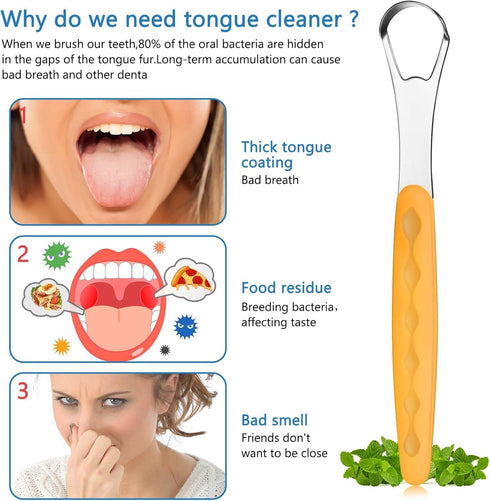 4 Pcs Stainless Steel Tongue Scraper Cleaner for Adults and Kids, Reduce Bad Breath with Travel Cases (Purple, Orange,