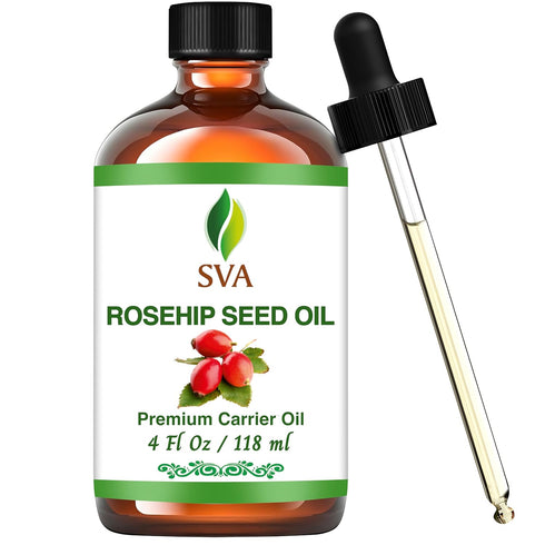 SVA Rosehip Seed Oil - 4 Fl Oz, 100% Natural & Cold Pressed Carrier Oil for Face, Skin Care, Hair Care