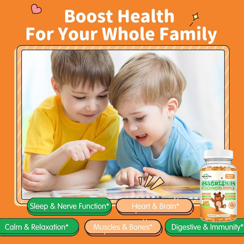 Gummies Gummies B6, D3 120ct Magnesium for Kids - Magnesium Glycinate Supplement with L-Theanine, Vitamin for Adults