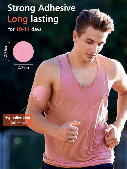 20 Packs Freestyle Libre 3 Covers, Adhesive Patches for Glucose Sensor Cover, Long Lasting for 10-14 Days (Pink)