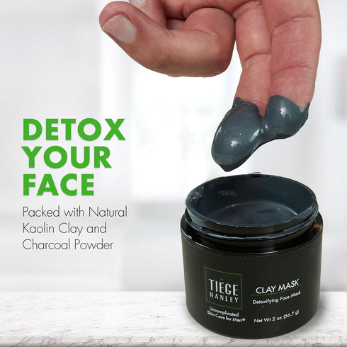 Tiege Hanley Men's Detoxifying Facial Clay Mask, 2 Oz - Deep Pore Cleansing Charcoal Face Mask for Men