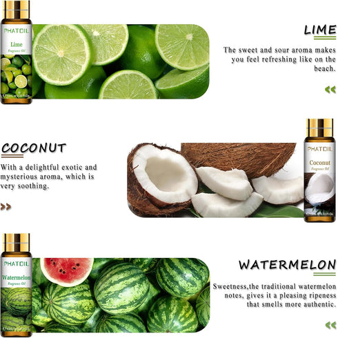 9PCS Fruity Essential Oils Gift Set - 10ml/0.33fl.oz Fragrance Oils for Soap, DIY Candle, Bath Bombs, Diffusers