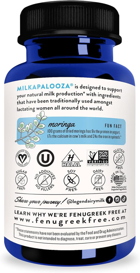 Milkapalooza 60ct Legendairy Milk Lactation Supplement for Breastfeeding Moms, Increase Breast Milk Supply with Organic