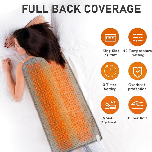 Relief,16x30 10 3 Heating Pad for Back Pain Large Heating Pad for Full Body, with Upgraded Temperature Controller