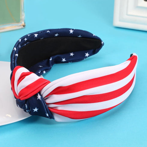 USA Flag Knotted Headbands for Women Girls Non Slip American Patriotic Independence Day 4th of July Wide Headband Red White and Blue Hair Accessories for Women Girls Gifts