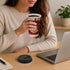 VeZee 16 oz 150 Count Disposable White Poly Paper Cups with Black Hinged Tab Lids | Insulated Coffee Tea Cocoa Soup