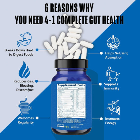 4-in-1 Pre Post Probiotics & Digestive Enzymes - Complete Gut Health & Digestive Support for Women & Men - Prebiotic Probiotic & Postbiotic Gas & Bloating Relief – 60 Non Gmo Capsules