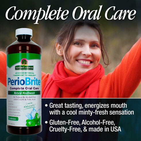Nature's Answer PerioWash Alcohol-Free Mouthwash Cool Mint - 16 fl oz | Fluoride Free Natural Breath Freshener