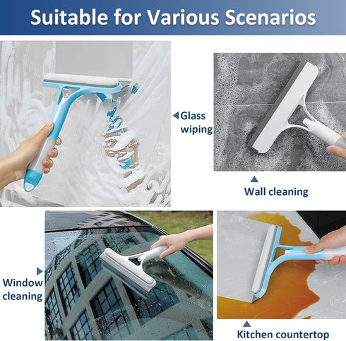 HTOOLPRO 2 Pack 3 1, All-Purpose Shower Squeegee for Shower Glass Door, Shower Glass Cleaner Squeegee with Spray