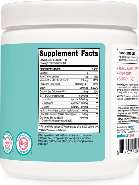 Nutricost BCAA for Women, Strawberry Lemonade, 30 Servings - Non-GMO and Gluten-Free