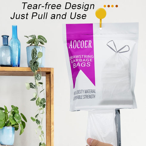 4 Gallon Small Drawstring Trash Bags, 72 Count White Garbage Bags, 15 Liter