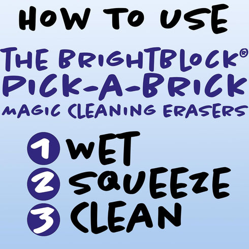 Bright Block Pick-a-Brick Magic Cleaning Eraser Sponges, High Density Melamine Scrubbers for Bathroom and Kitchen.