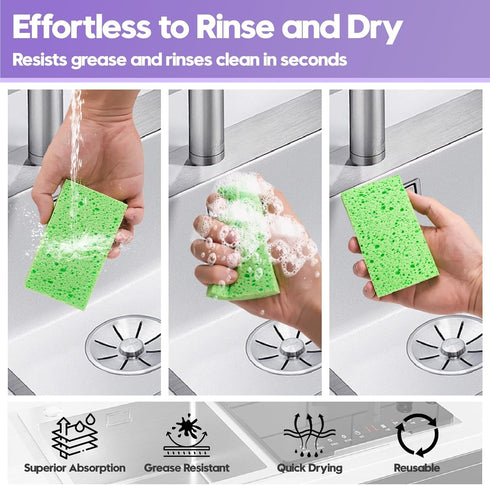 Phafaloop 18 Pack 6 Compressed Cellulose Sponges, Color Assorted Kitchen Cleaning Sponges, Natural Wood Pulp