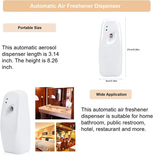 Automatic Wall Air Freshener - Timed Indoor Wall Mounted Adjustable Fragrance Aerosol Spray Dispenser 300mL