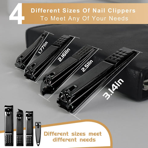 RedFlow Manicure Set 30 in 1 Nail Clipper Set, Fingernail & Toenail Clippers, Travel Manicure Kit (A-Black)