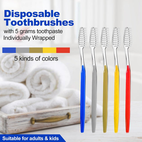 20pcs Disposable Toothbrushes with Toothpaste - 5 Colors