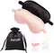 Whaline 2 Pcs Silk Sleep Eye Cover with Ear Plugs, Soft Eye Cover for Night Sleeping, Pink & Black
