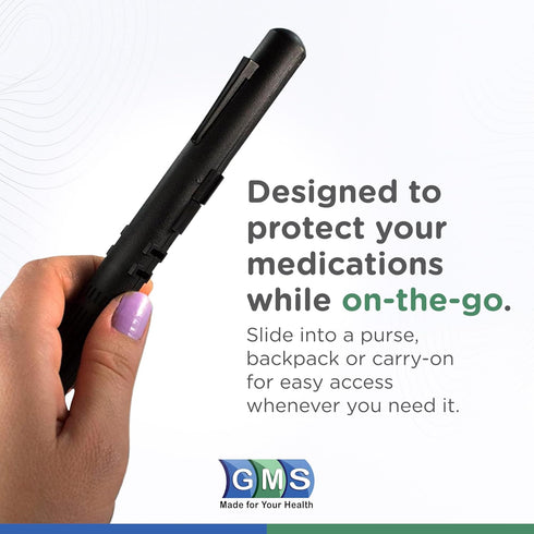 GMS Syringe Case - Holds New, Prefilled & Used Syringes with Needles, Small & Discreet Sharps Container, 2 Pack - Clear