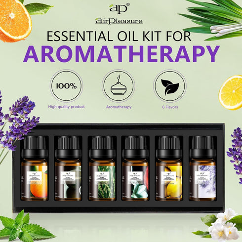 Refresh Essential Oil Set, 6x10ml Aromatherapy Oils for Diffuser, Humidifier, DIY Candle, Air Purifier
