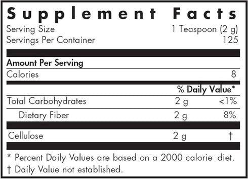 Allergy Research Group Cellulose Powder, 2000mg Insoluble Fiber Supplement, 8.8 Oz