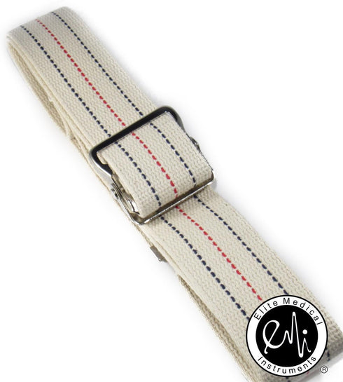 EMI 60" White Gait Transfer Belt - Comfortable Cotton Belt for Patients, Metal Buckle