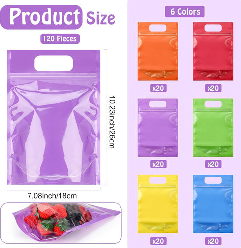 Sinload 120 Supplies(Clear,7.1 10.2 Inch) Pcs Plastic Gift Bag Bulk Resealable Party Goodie Bag with Clear Window Color