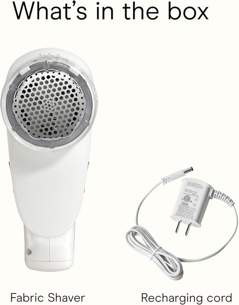 Conair Fabric Shaver and Lint Remover, Rechargeable Portable Shaver, White Color