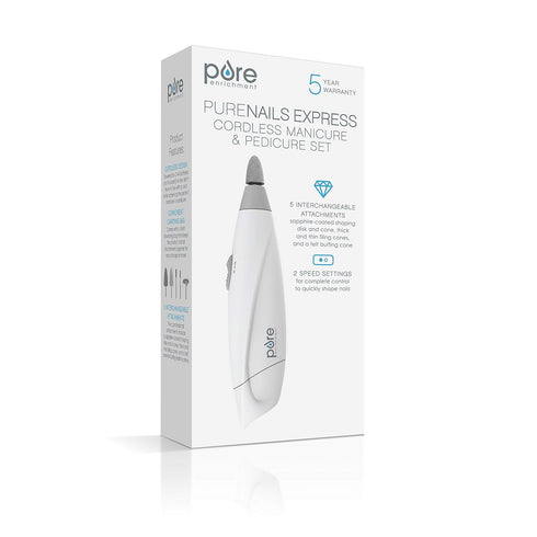 Pure Enrichment PureNails Express Cordless Manicure System, Portable Nail File with 5 Attachments for Travel & Home