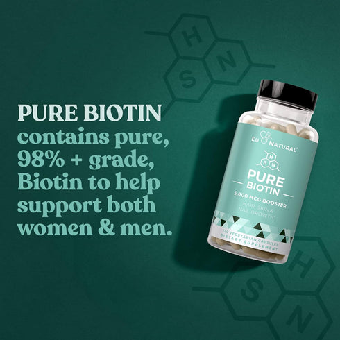 Biotin 5000 mcg Hair Skin Nails Supplement – High-Potency Hair Growth Vitamins for Women & Men – 120 Vegan Soft Capsules
