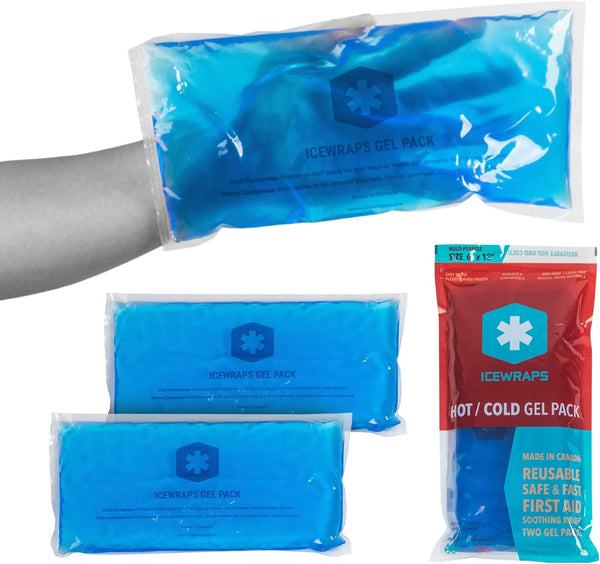 ICEWRAPS 6"x12" Flexible Gel Reusable Ice Packs - For Injuries, Pain Relief, Hot Cold Compress, 2 in a Pack