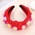 NVENF Summer Raffia Flower Headbands for Women, Boho Straw Rattan Floral Knotted