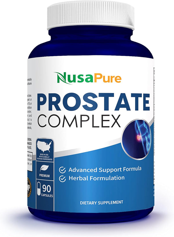 NusaPure Saw Palmetto Prostate Complex - 90 Capsules (Plant Sterol Complex, Nettle Root, Pygeum Bark, Graviola)
