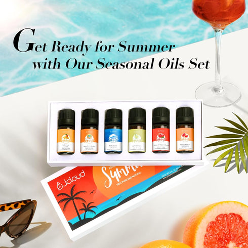 Summer Set Set 6 Summer 6x10mL JCLOUD Fragrance Oils | Hotel Diffuser Oil & Home Luxury Scents - Gift of Essential Oil