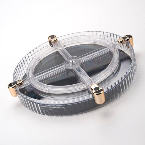 Makeup Perfume Organizer, 360° Rotating Skincare Tray, Spinning Cosmetics Organizer for Bathroom Countertop, Clear