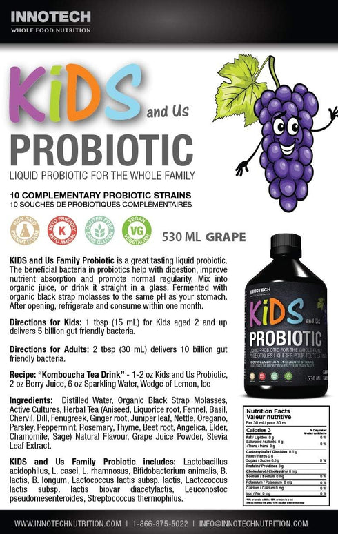 INNOTECH Nutrition Kids and Us Liquid Probiotic - Grape Flavour, 530 ml