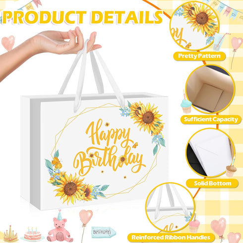 Nefrayd Sunflower Birthday Gift Bag Large with Card & Tissue Paper, Happy Birthday Gift for Women, Girls, Mothers Day