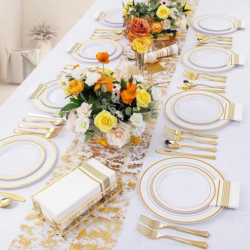 200 PCS Gold Napkins, Disposable Hand Towels, Soft Linen Feel Dinner Napkins for Kitchen and Parties