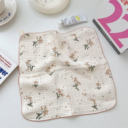 BuLuTu Cute Floral Cotton Muslin Cleaning Towels, Pack of 4, 11x11 Inches, 100% Cotton, Super Absorbent Cleaning Rags