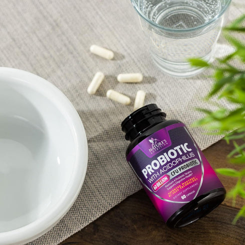 Probiotics, 60 Billion CFU per Serving, with Prebiotics for Digestive & Immune Health Support, 60 Capsules