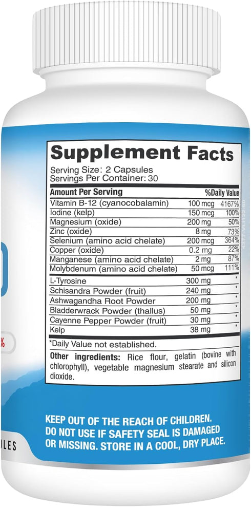Best Earth Naturals Thyroid Support Supplement for Women and Men - 60 Capsules